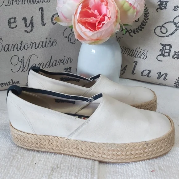 Y2K Keds beige canvas platform espadrilles loafers slip on shoes - Picture 2 of 15